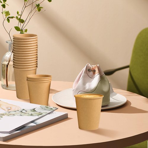 Clawsoff 1000 Pack 8 oz Paper Cups, Brown Kraft Disposable Paper Coffee Cups, Unbleached Paper Cups for Hot/Cold Beverage Party, Picnic, Travel, and Events.