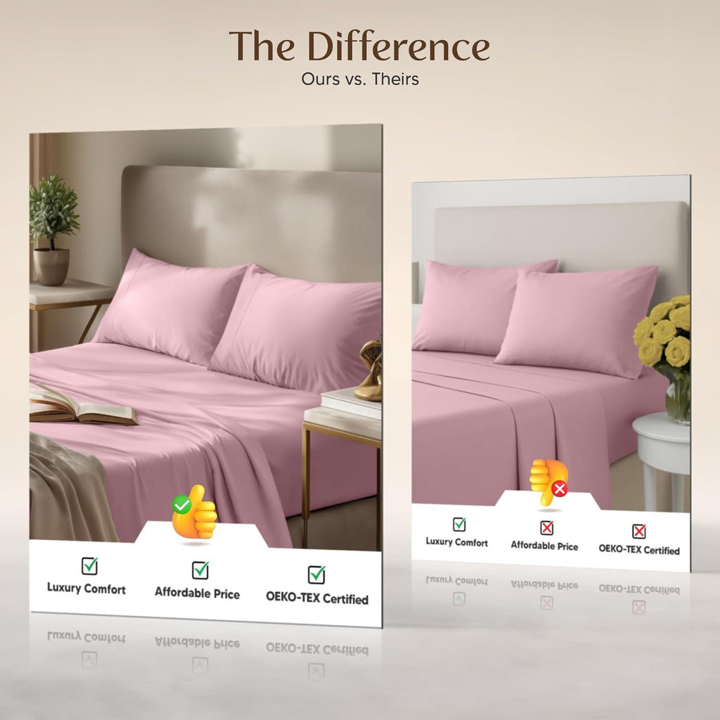 Utopia Bedding Full Bed Sheets Set | 4-Piece Brushed Microfiber - Fade & Shrink Resistant (Full, Pink)