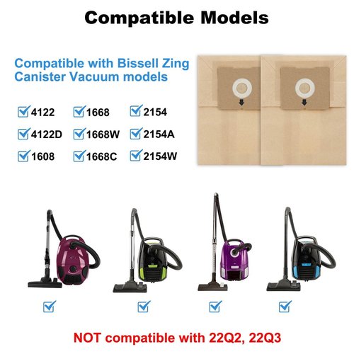 Alrens 22 Pack 4122 Vacuum Bags for Bissell Zing 4122, 4122D, 2154W, 2154A,2154C 2154, 1668, 1668C, 1668W, 1608, Canister Vacuum, Replace Part #2138425, 213-8425