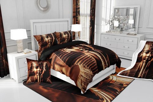Erosebridal Pharaoh Bedding Sets, King Size 3D Ancient Egypt Tribe Decor Comforter Cover Set for Adult Women Boys Bedroom Home Decor, Egyptian Pyramids Exotic Style Duvet Cover, No Filling Inside