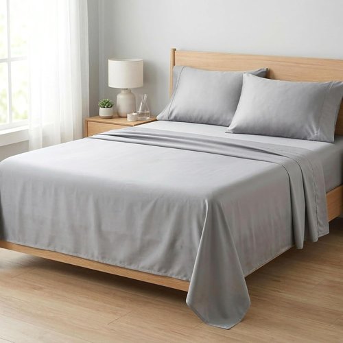 Beckham Hotel Collection King Size Sheets Set - 100% Cotton Sateen, Silky Smooth, 16” Deep Pocket, Gray