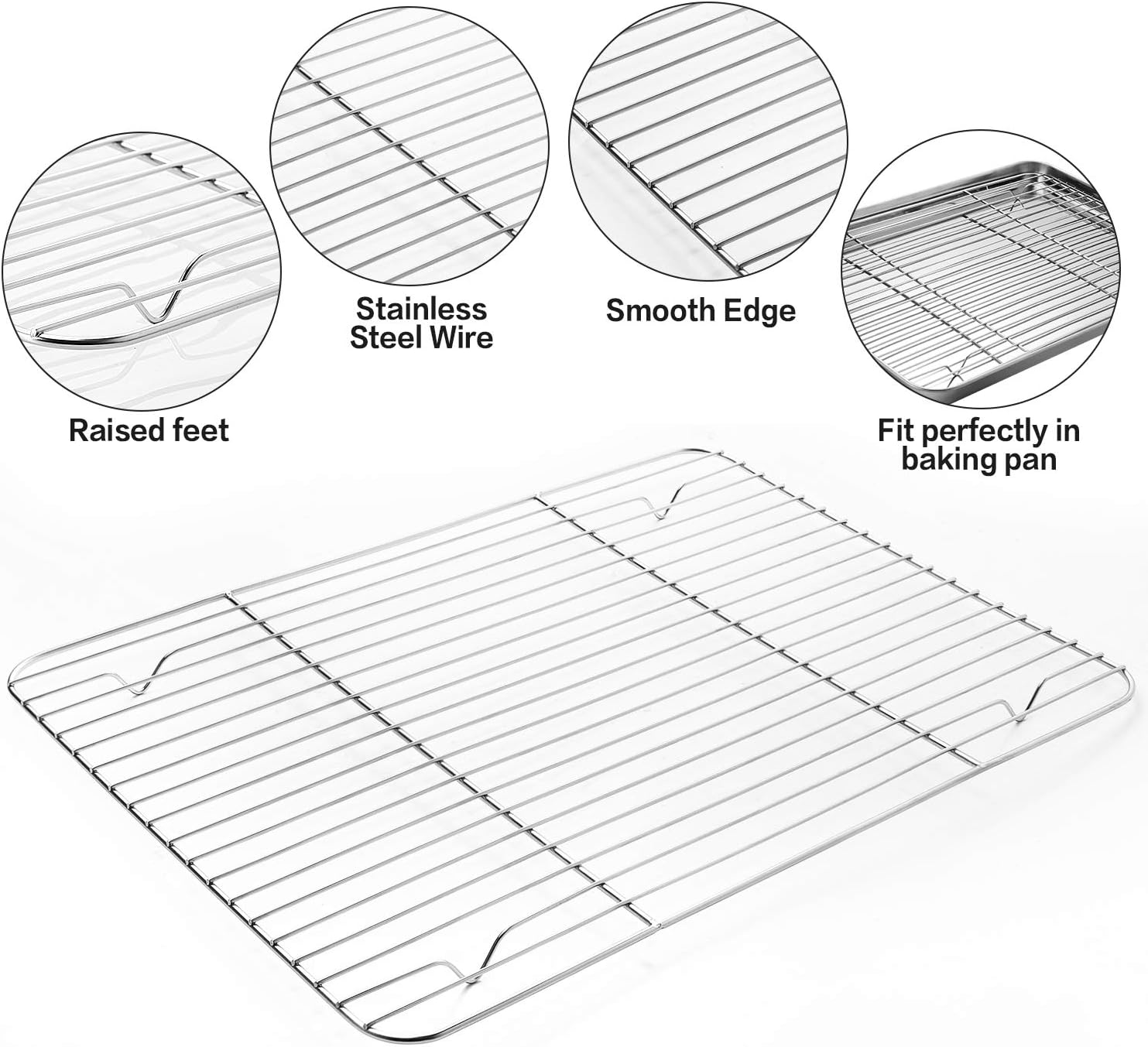 Skiennix Stainless Steel Baking Sheet Tray Set - 6 Pcs Cooling Rack & Silicone Mat with 6 Glass Measuring Cups