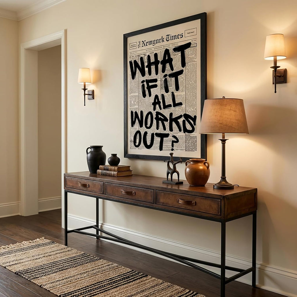 Skiennix 8X10 Inch Black Frame | Inspirational "What If It All Works Out" Canvas Wall Art