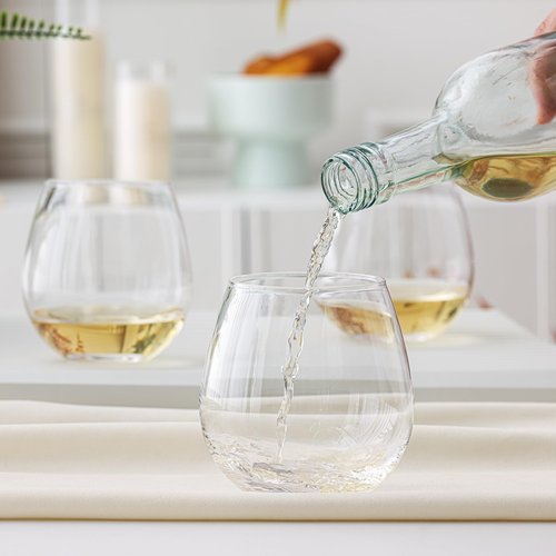 OUWO Stemless Wine Glasses Set of 4, 15oz Red & White Wine Glasses for Daily Use, Wedding, Birthdays, Housewarming Gift, Hosting, Home Bar, Evening Party(Clear)