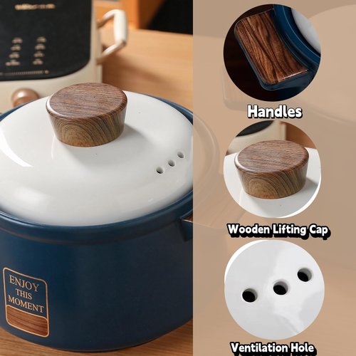 YVZNC Clay Cooking Pot with Lid，featuring long-lasting heat retention, suitable for family members to cook and prepare soups（3.7-Quart)
