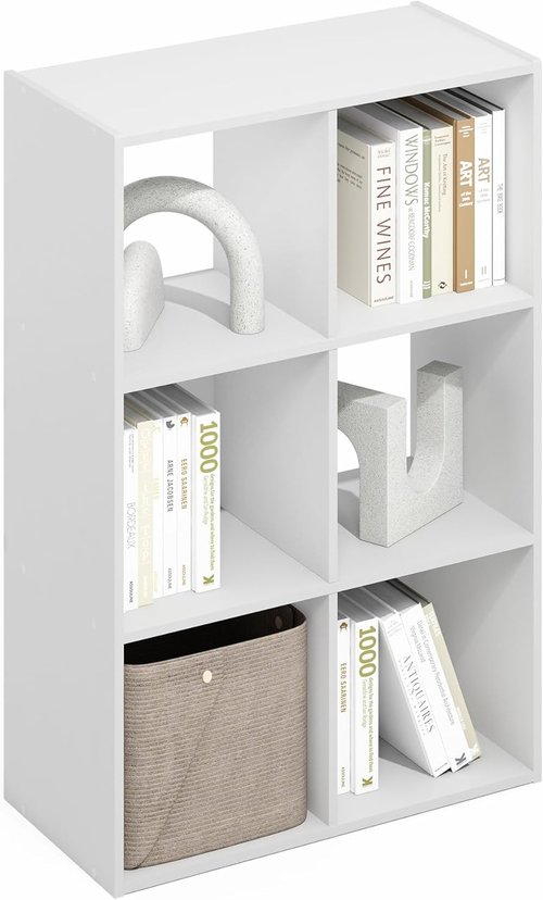 Furinno PELLI Book Shelf - 3x2 Cube Storage Organizer Cabinet | Plain White, Ideal for Living Room & Home Office