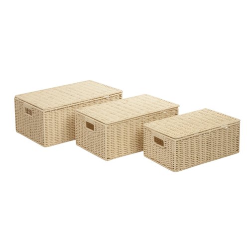 Honey-Can-Do 3-Piece Paper Rope Cord Basket Set, Natural STO-03556 Beige