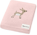 Bleu La La Knit Baby Swaddle Blanket - 100% Cotton Soft Cozy Receiving Swaddle Stroller Blanket for Shower Gift Registry for Newborns, Infants, Toddlers (Deer - Pink)