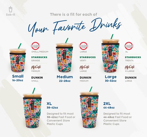 Sok It JavaSok Iced Coffee & Cold Soda Insulated Neoprene Cup Sleeve (On Tour, Medium: 22-28oz)