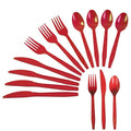 Sveikie 240 Pcs Disposable Red Plastic Silverware Set, Including Red Party Forks, Knives And Spoons 80 Pieces Each, Suitable For Parties, Weddings, Birthdays, Home Offices, Takeout