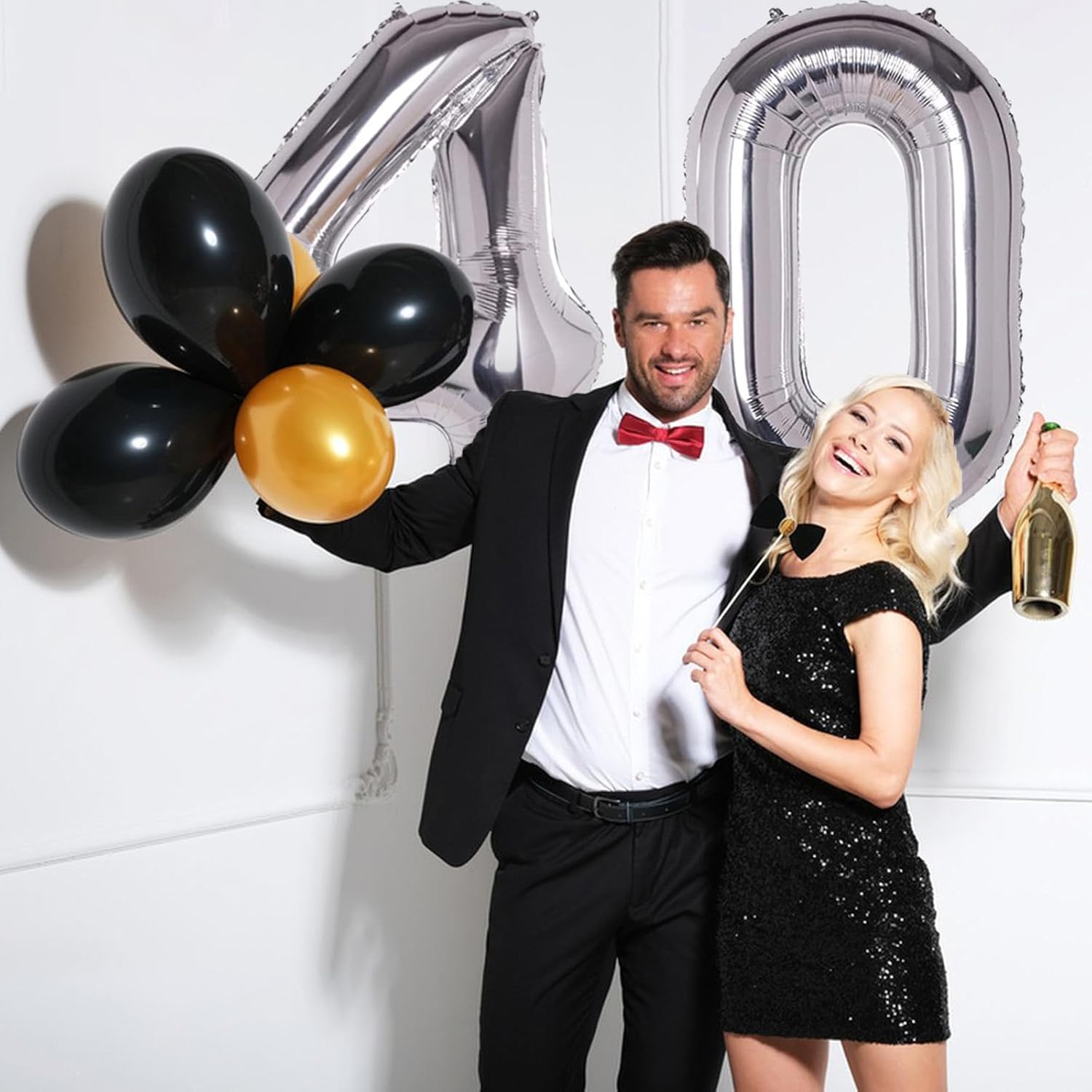 Silver Giant Jumbo Number 40 Balloons by [Brand Name] - Helium Foil for 40th Birthday Celebrations