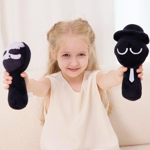 WMP® Sprun Plush, Sprun Game Plush Toys, 2PCS Plush Toys, Horror Games Plushies Toy for Fans, Soft Stuffed Animal Pillow Figure Doll Christmas Birthday Gifts for Adult Kids (9" Black +Black)