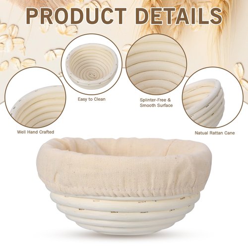 FoldTier 20 Pcs Banneton Bread Proofing Baskets Bulk, 5 Inch Mini Round Dough Sourdough Basket, Rattan Bakery Baking Bowl with Linen Liner, Small Bread Making Supplies for Baking Starter Home Bakers