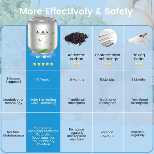 Fridge Deodorizer | 10-Year Lasting Odor Eliminator Kit - Chemical-Free, Effective for Kitchen & Car - Silver