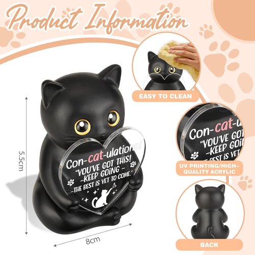 FOKCBOCM Con-Cat-ulations Gift - Encouraging Desk Decor for Graduates & Cat Lovers | Perfect for Birthdays