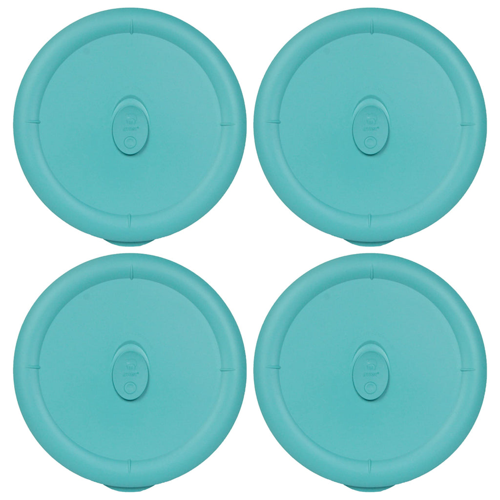 Pyrex 8202-VPC Turquoise Vented Food Storage Replacement Lid (4-Pack) - Made in the USA
