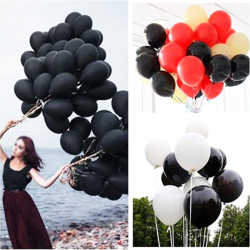 Black Balloon 12 Inch - 110pcs Premium Latex Balloons for Birthday, Baby Shower, Wedding | Includes 2 Ribbons