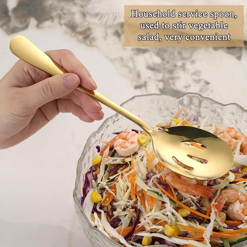 ReaNea Stainless Steel Serving Set - 4 Pieces incl. 2 Spoons, 2 Slotted Spoons, Dishwasher Safe