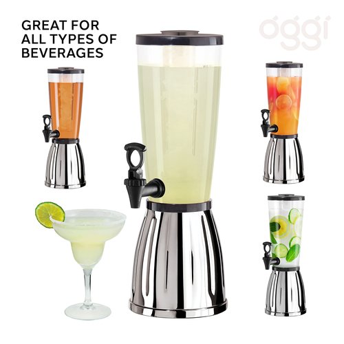 OGGI Beverage Dispenser - 3-quart / 6-Pints, Perfect for Parties, Use as Alcohol, Water, Lemonade Dispenser & More