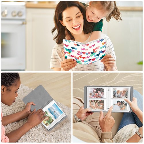Fintie Instax Mini Photo Album for 2x3-Inch Film - 104 Pockets Small Albums for Fujifilm Instax Mini 12/11/99/40/7+/EVO/LiPlay/Link 3-2-1 Instant Camera/Polaroid Hi-Print Printer, Raining hearts