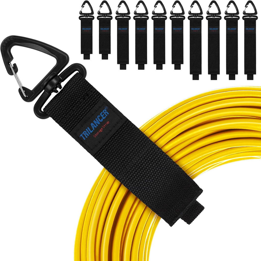 Trilancer Heavy Duty Storage Straps - 10-Pack Hook-and-Loop Cord Organizer with Triangular Buckle for Cables & Wires