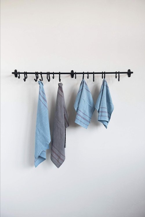 Decorative Forged Metal Wall Rod with 18 Hooks (DF2856)