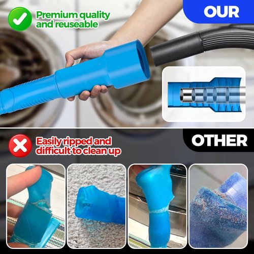 Holikme Dryer Vent Cleaner Kit - Lint Remover Vacuum Attachment Brush | Duct Cleaning Tool in Blue