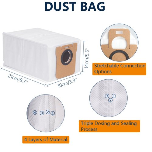 Bluearks Replacement Parts for Dreame L20 Ultra / L30 Ultra Robot Vacuum Cleaner, 1 Main Brush, 4 Dust Bags, 4 Mop Pads, 2 HEPA Filters, 4 Side Brushes