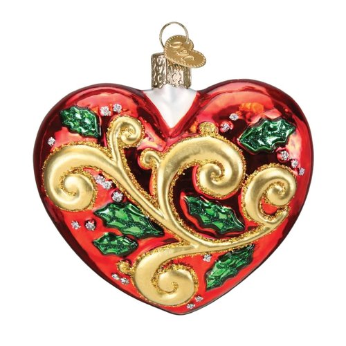 Old World Christmas 2025 First Christmas Heart Glass Blown Ornament for Christmas Tree, Handcrafted Holiday Decoration, First Christmas Collection