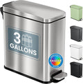iTouchless 3 Gallon Stainless Steel Trash Can - Soft-Step Lid & Deodorizer | Fingerprint-Proof, Silver