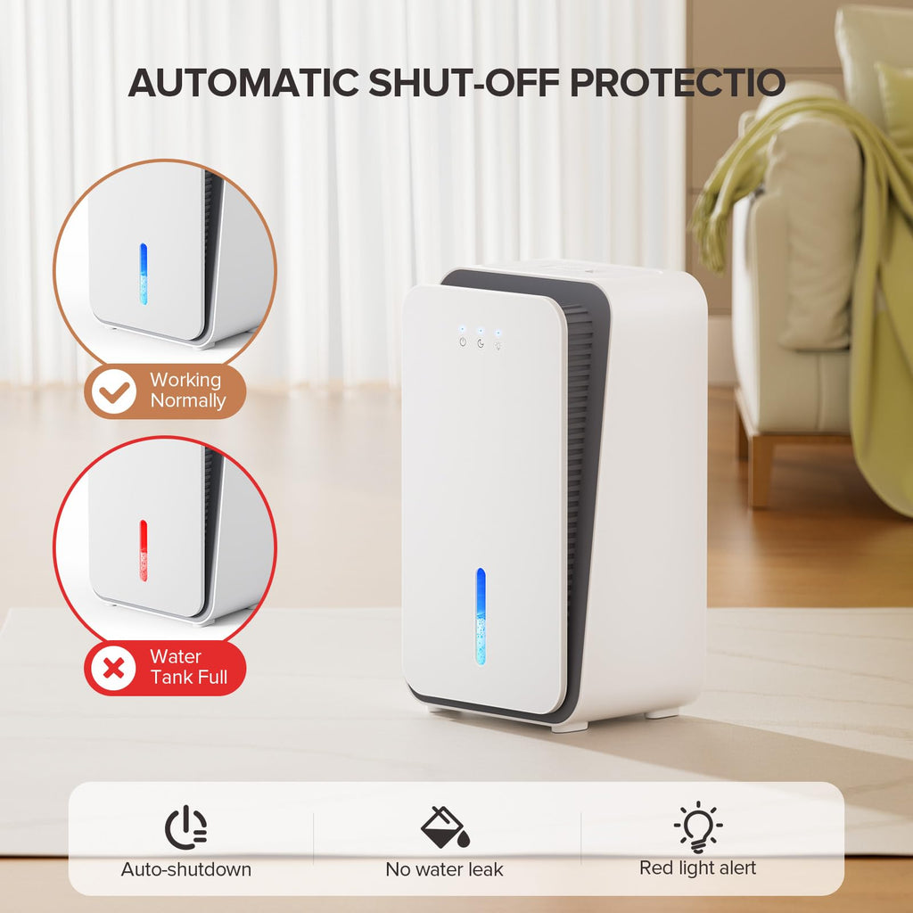 Onsekin Dehumidifier for Home, 1000 sq.ft Dehumidifier with Auto Shut Off, 7-Color LED Light Built-in Aromatherapy Diffuser, Ultra-Quiet Dehumidifiers for Bedroom, Bathroom, Basement (Pale White)
