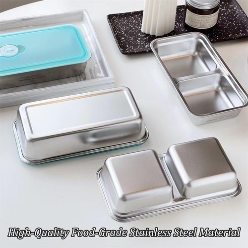 Grab and Go Snack Containers Reusable,Stainless Steel Double Compartment Snack Containers,Dishwasher- Reusable Condiment Container with Lids of Snacks,Dips,Travel and Outdoor Camping (1PCS)