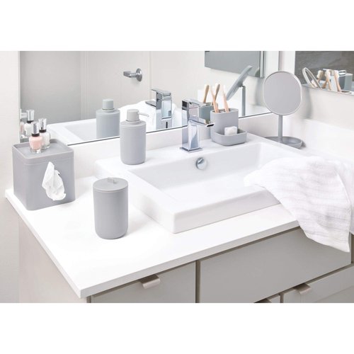 IDesign Facial Tissue Box Cover for Bathroom and Vanity Countertops, 6.1" x 5.15" x 5.4", The Cade Collection, Matte Gray