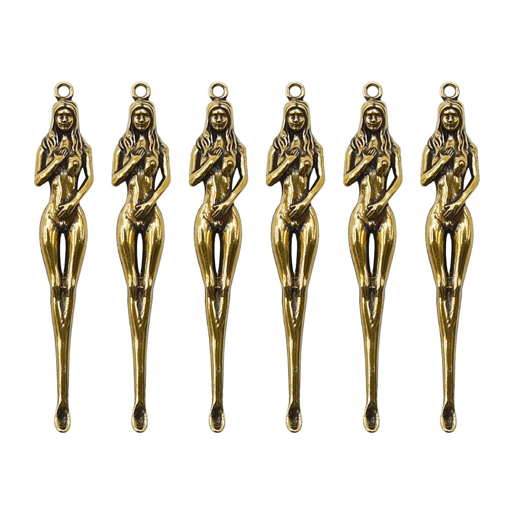 LIDSCURA 6Pcs Mini Brass Spoon Pendant, Tiny Shovel/Micro Vintage Scoop for Crafts, Baking Toppings, Jewelry Making, Brass Keychain, Tiny Metal Retro Ear Spoon
