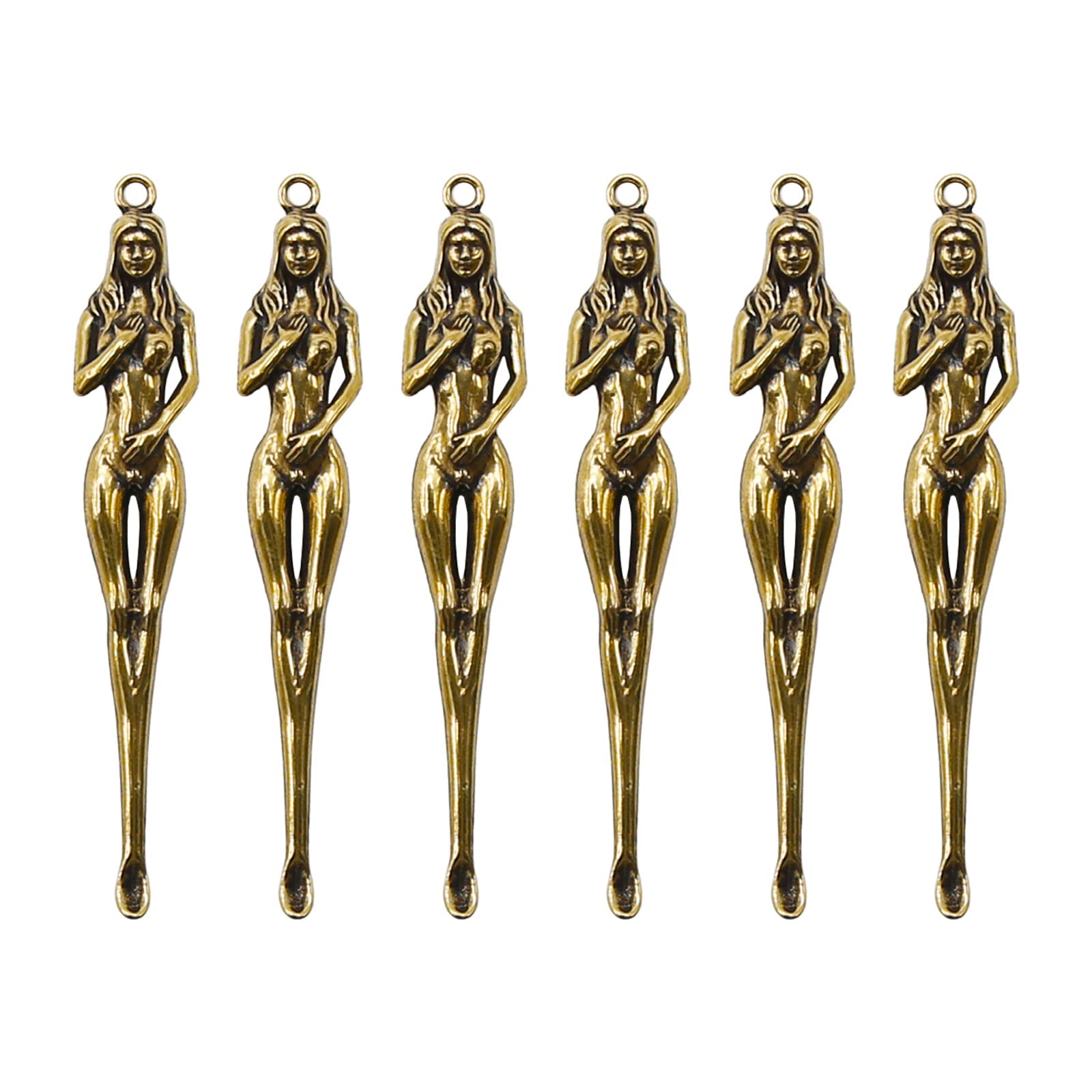 LIDSCURA 6Pcs Mini Brass Spoon Pendant, Tiny Shovel/Micro Vintage Scoop for Crafts, Baking Toppings, Jewelry Making, Brass Keychain, Tiny Metal Retro Ear Spoon