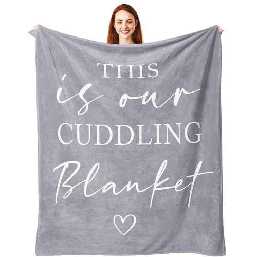 Pubrave Gifts for Her/Him/Girlfriend/Boyfriend/Wife/Husband, Anniversary Christmas Wedding Engagement Gifts for Couples/Women/Men, Romantic Couple Cuddling Blanket Grey 60x50in
