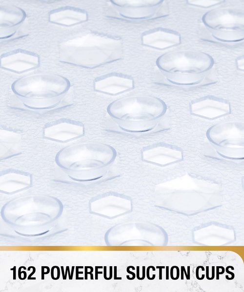 HITSLAM Shower Mat Anti Slip, Square Bath Mat for Tub Non Slip with Suction Cups and Drain Holes, 21x21 Inch Bathroom Shower Stall Floor Mat, Machine Washable, Soft on Feet, Clear