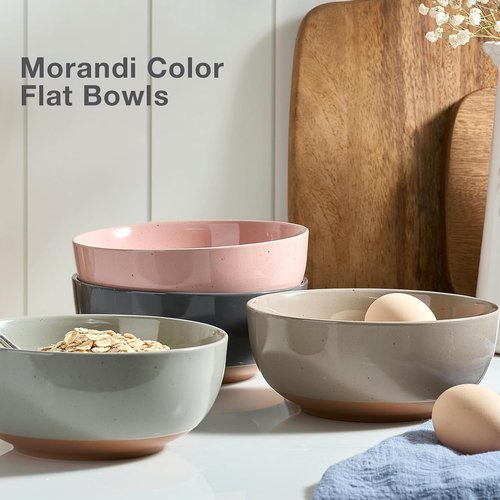 White Large Ceramic Bowls Set of 4, 30 Ounce Cereal Bowls, Soup Bowls Set for Kitchen, Salad Oatmeal Bowls, Serving Bowls for Nut, Pasta, Soup, Ramen, Fruit, Dishwasher & Microwave Safe (White)