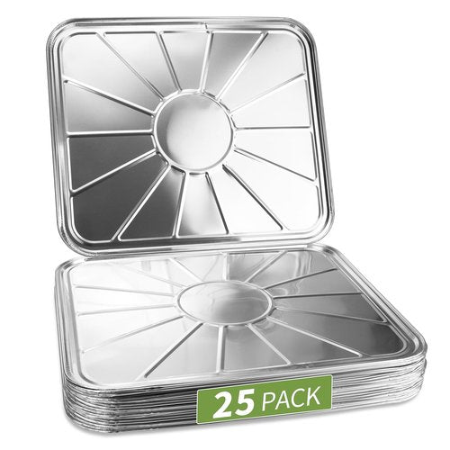 Roponan 25 Pack Disposable Foil Oven Liners, 18.5 x 15.5 Inch Aluminum Foil Liners for Electric Oven & Gas Oven, Oven Drip Pan Tray for Baking, Roasting, Grilling & Cooking