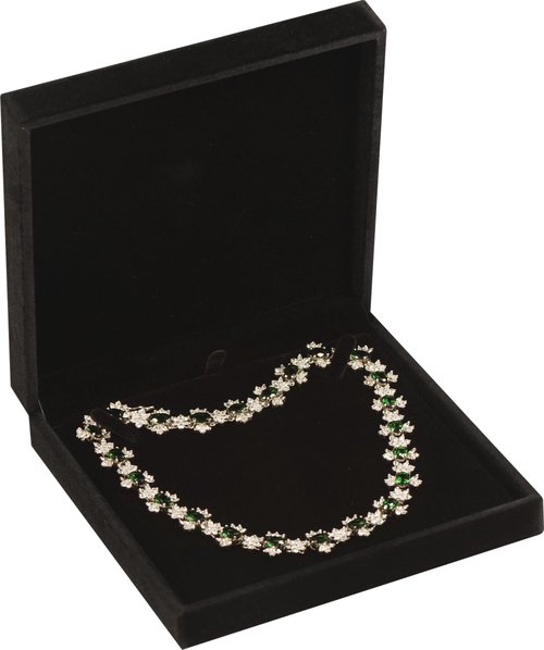 LAODA Big Necklace Chain Jewelry Gift Box Soft Touch Premium Velvet Material Choker Necklace Storage Holder Box for Women Men Size 6.4"(W)*6.4"(D)*1.5"(H) (1, Black)
