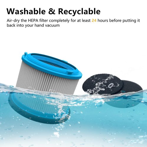 2 Pack Washable HEPA Filters Kit for Bissell PowerClean FurGuard 280W and FurFinder 200W Self-Standing Cordless Vacuum Replacement Parts, 2 Filters and 4 Pre-Filter Pads