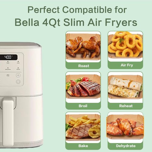 Bella Parchment Paper Liners - 150 Pcs Nonstick Air Fryer Baking Sheets | Easy Cleanup & Oil Proof