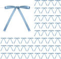 Riceshoot Satin Ribbon Bows - 50 Pcs Dusty Blue 5x7 Inch Twist Ties for Gift Wrapping & Decor