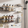 Veken Shower Caddy - Heavy-Duty Wall Mounted Organizer with Soap Dish & Toothbrush Holder | 5-Pack, Silver