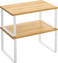 SONGMICS Kitchen Organizer Shelves - Set of 2 Stackable Spice Racks in Cloud White & Natural Beige