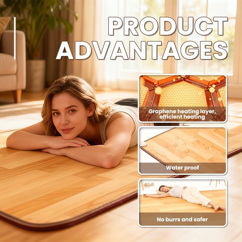 Heated Floor Mats, Heated Floor Carpet, Electric Heated Rug with Adjustable Temperature 12 Hour Timer, Radiant Floor Heater, for Yoga/Indoor/Under Desk (20x39 Inch/50x100 cm)