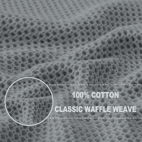 Homaxy Kitchen Dish Cloths - 100% Cotton Waffle Weave, Ultra Soft & Absorbent, 12-Pack | Grey 12 x 12 Inches