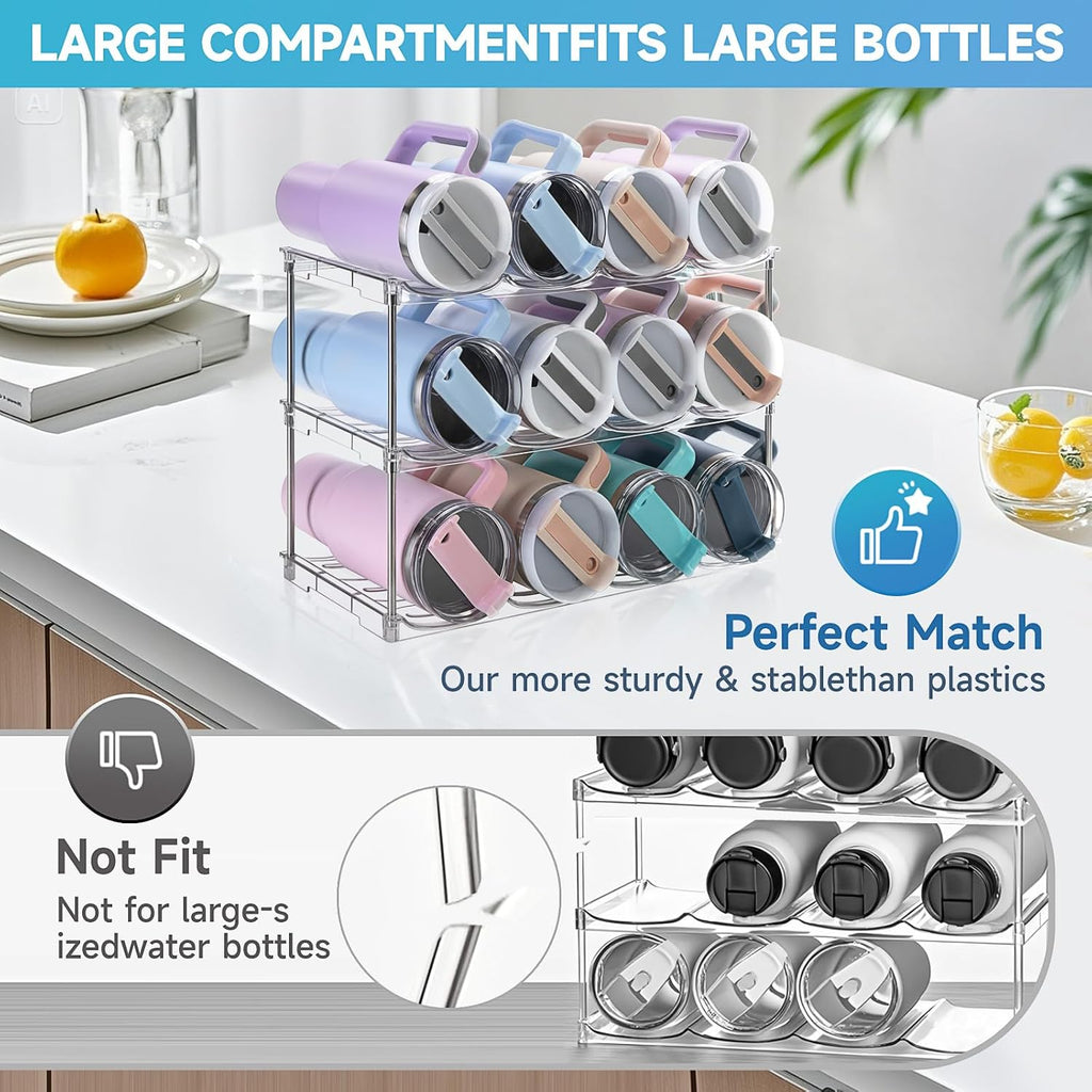 Stanley 40 oz Tumbler Water Bottle Organizer - Stackable Storage Rack for Kitchen | 3 Pack