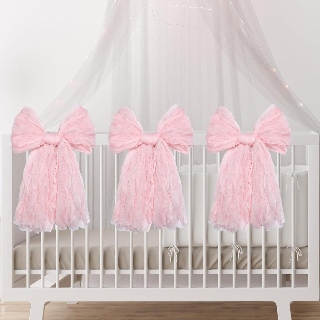 XunYee Large Pink Bows - 10 x 18 Inches Giant Nursery Decor | Perfect for Parties & Celebrations