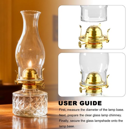 3 x 8.5Inch Clear Glass Lamp Chimney for Vintage and Antique Style Fixture Replacement Globes & Shades, Handblown Clear Glass Chimney Lamp Shade for Oil Lamps Wall Lamps Home Decor(Vase Opening)